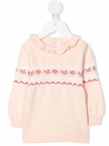 Chloé Kids pull en maille intarsia - Rose