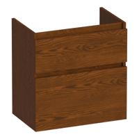 Brauer Delight - Onderkast Ondiep - 60 cm - met 2 Softclose Lades Greeploos en 1 Sifon Uitsparing - Lamellen Eiken Bruin