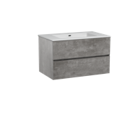 Storke Edge zwevend badmeubel 85 x 52 cm beton donkergrijs met Diva enkele wastafel in glanzend composiet marmer
