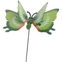 Metalen vlinder groen 11 x 70 cm op steker - thumbnail