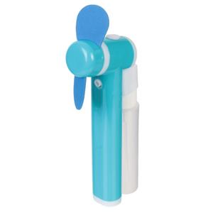 Hand ventilator met water verdamper - blauw - 19 cm - Verkoeling - Op batterijen