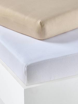 Set van twee babyhoeslakens uit rekbare jersey beige