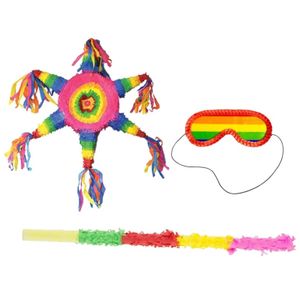 Pinata Feest sterren vorm 65 cm set + stok + masker