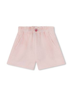 Kenzo Kids short boutonné à logo brodé - Rose