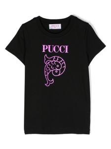 PUCCI Junior t-shirt en coton à logo imprimé - Noir