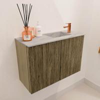 Toiletmeubel Mondiaz Joya Dlux | 60 cm | Meubelkleur Dusk | Faye wastafel Glace Wasbak Rechts | 1 kraangat