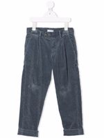 Brunello Cucinelli Kids pantalon droit en velours côtelé - Bleu