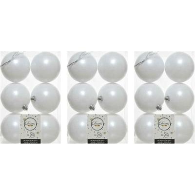 Decoris Kerstballen - 18x st - wit - D8 cm - kunststof - kerstversiering Decoris Kerstballen - 18x st - wit - D8 cm - kunststof - kerstversiering