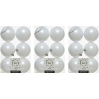 Decoris Kerstballen - 18x st - wit - D8 cm - kunststof - kerstversiering