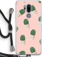 Cactusprint roze: LG G7 Thinq Transparant Hoesje met koord