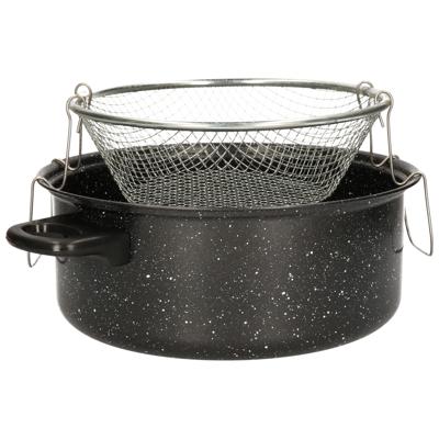 Benson Frituurpan met korf - friteuse met anti baklaag en deksel - D26 cm