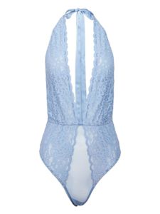 Fleur Du Mal body Charlotte en dentelle transparent - Bleu