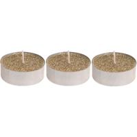 Waxinelichtjes - theelichtjes - goud - 3x stuks - 6 cm - met glitter - kaarsen - kerst