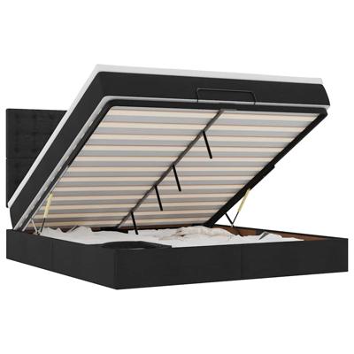 Ottoman bed met matras en LED's 160x200cm stof zwart