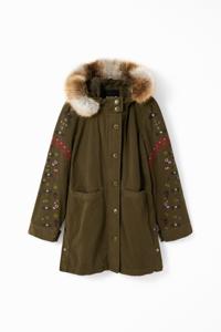 Parka met capuchon en borduursels - GREEN - L