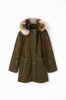 Parka met capuchon en borduursels - GREEN - S