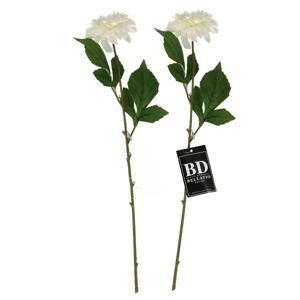 Bellatio Design Kunstbloem Dahlia - 2x - 50 cm - creme wit - kunst zijdebloemen