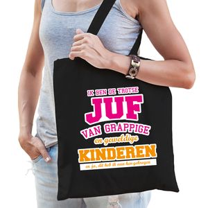 Trotse juf van geweldige kinderen cadeau tas zwart voor dames   -