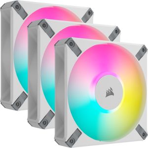 Corsair iCUE AF120 RGB ELITE WHITE + Lighting Node CORE case fan 3 stuks, 4-pins PWM fan-connector