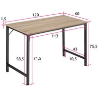 tectake - Bureau Jenkins 120 cm industrieel lichtbruin - 404462 - thumbnail