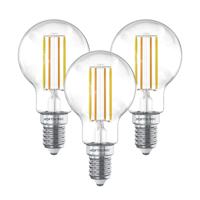 HOFTRONIC SMART Set van 3 Smart WiFi LED Filament lamp - E14 Fitting - 4,9 Watt 470 Lumen - P45 - E14 fitting - Zilveren fitting - 1800-3000K Dimbaar - Smart Gloeilampen
