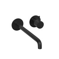 Inbouw Wastafelkraan Hotbath Cobber 25 cm Gebogen Uitloop 1-Hendel Geborsteld Zwart PVD