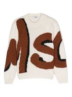 MSGM Kids pull à logo en intarsia - Tons neutres - thumbnail