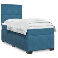 Boxspring met matras fluweel blauw 100x200 cm Boxspring met matras fluweel blauw 100x200 cm