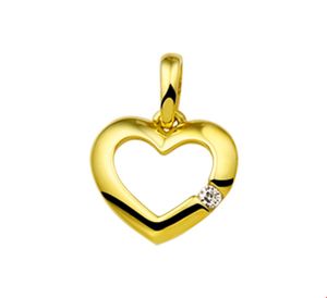 TFT Hanger geelgoud Hart met zirkonia 11 x 11,5 mm
