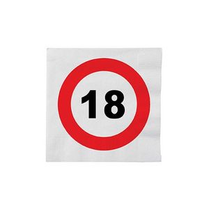 16x Stopbord servetjes 18 jaar - Feestservetten