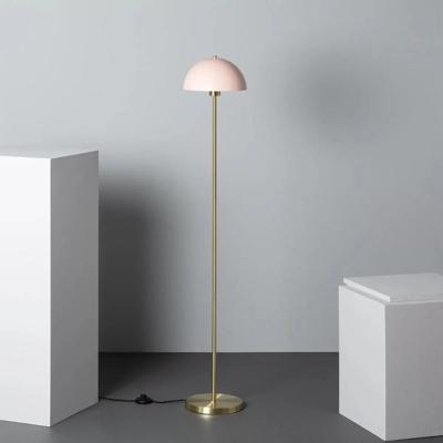 Vloerlamp roze & messing vloerschakelaar E27 fitting &apos;Audet&apos; 138 cm
