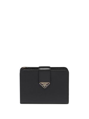 Prada portefeuille en cuir à détail de logo - Noir