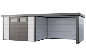 Telluria | Tuinhuis Classico 3330 met Overkapping Lounge Large | Rechts | Wit-Antraciet