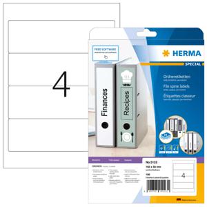 Rugetiket HERMA 5123 192x59mm zelfklevend wit 100 etiketten