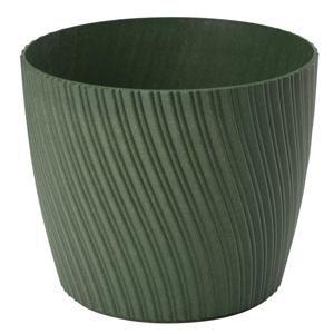 Form Plastic Plantenpot/bloempot Waves - kunststof - donkergroen - D15 x H12 cm