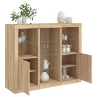 Dressoirs met LED-verlichting 3 st bewerkt hout sonoma eiken