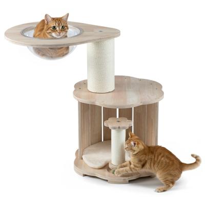 Leuke Kattenboom met 3 Verdiepingen en Ruimtecapsule 74 cm Hoge Klimstandaard voor Binnenkatten