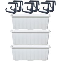 3x Kunststof Agro plantenbakken/bloembakken wit 6,5 liter met ophangbeugels