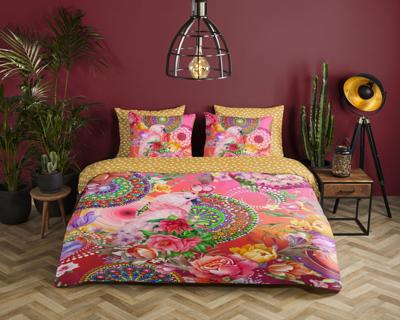 HIP Dekbedovertrek "mandala&apos;s, bloemen en roze papegaai" - Multi - (200x200/220 cm) - Katoen Satijn