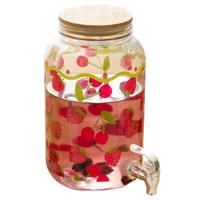 Secret de Gourmet Drankdispenser - 4 liter - rood - glas - limonadetap - waterdispenser