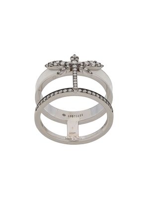 Anapsara bague double à design pavé de diamants - WHITE GOLD