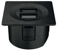 USB lader inbouw 2A 1000mA mat zwart vierkant USB lader inbouw 2A 1000mA mat zwart vierkant