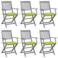 Tuinstoelen 6 st inklapbaar met kussens massief acaciahout