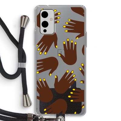 Hands dark: OnePlus 9 Transparant Hoesje met koord