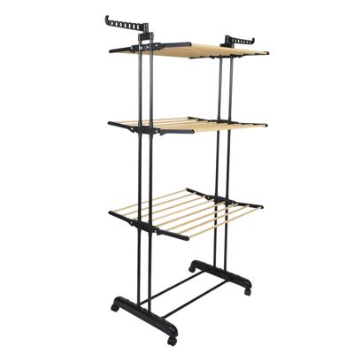 Wasrek/droogrek - zwart - metaal - 73 x 64 x 173 cm - staand - drogen Wasrek/droogrek - zwart - metaal - 73 x 64 x 173 cm - staand - drogen