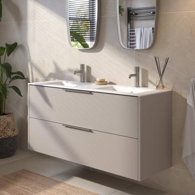Saqu Lima voorgemonteerd badmeubel met rvs greep incl. matte keramische wastafel 121x46cm mat greige