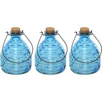 3x Wespenvangers/wespenvallen blauw 17 cm van glas   -