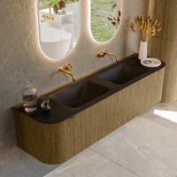 Badmeubel Mondiaz Kurve | 170 cm | Meubelkleur Dusk | Wastafelkleur Urban | Solid surface | Wasbak beiden zijden spoelbak | Zonder kraangat(en)