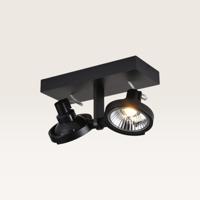 Plafondlamp Telesto nero II - GU10-fitting - IP20 voor binnen - Zwart - Aluminium - Dubbele spotlight
