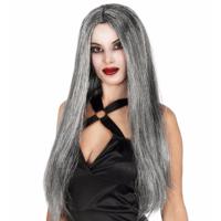 Damespruik lang stijl haar - grijs - verkleed pruik - heksenpruik - Halloween Damespruik lang stijl haar - grijs - verkleed pruik - heksenpruik - Halloween